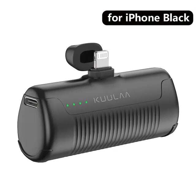 Mini Power Bank 4500mAh for iPhone with black compact design