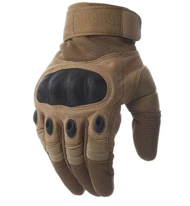 Tactical Carbon Fiber Knuckle Gloves for riding and outdoor work; durable, versatile gloves with carbon fiber protection, touchscreen fingertips, and adjustable wrist strap.