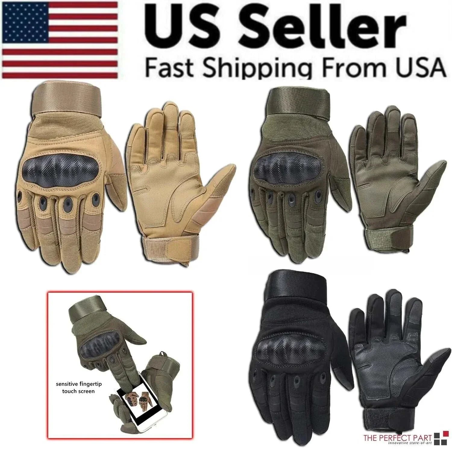 Tactical carbon fiber knuckle gloves for riding and outdoor work with touchscreen fingertips.