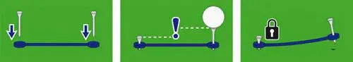 Illustration of the NeverLostGolf Tee Saver ™ showcasing its functionality on a green background.