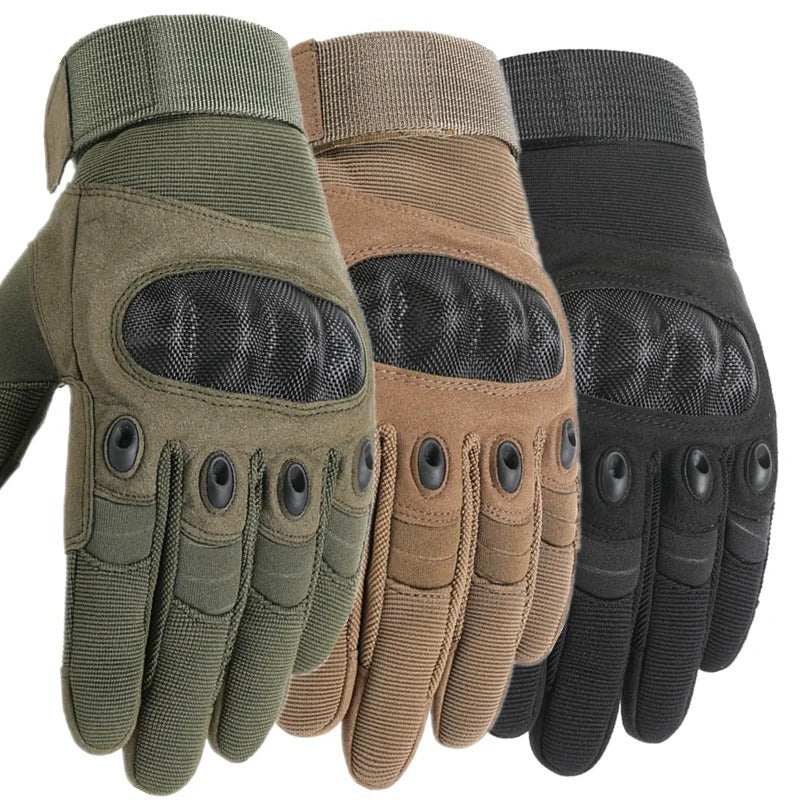 Tactical Carbon Fiber Knuckle Gloves for Riding and Outdoor Work - versatile and durable, featuring a carbon fiber shell, adjustable wrist strap, and touchscreen-sensitive fingertips.