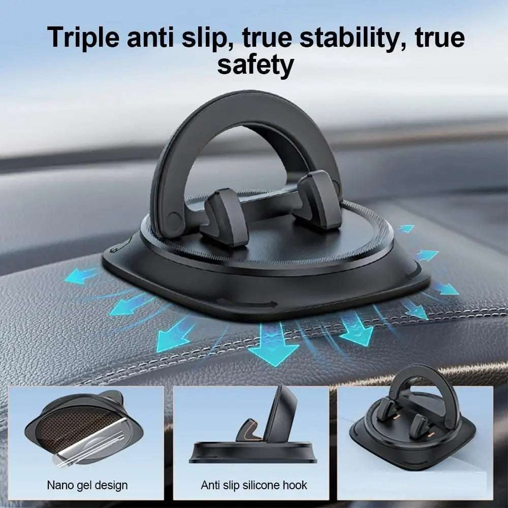 Kebidumei 360° Rotatable Silicone Car Dashboard Phone Holder with anti-slip design for stability and safety.